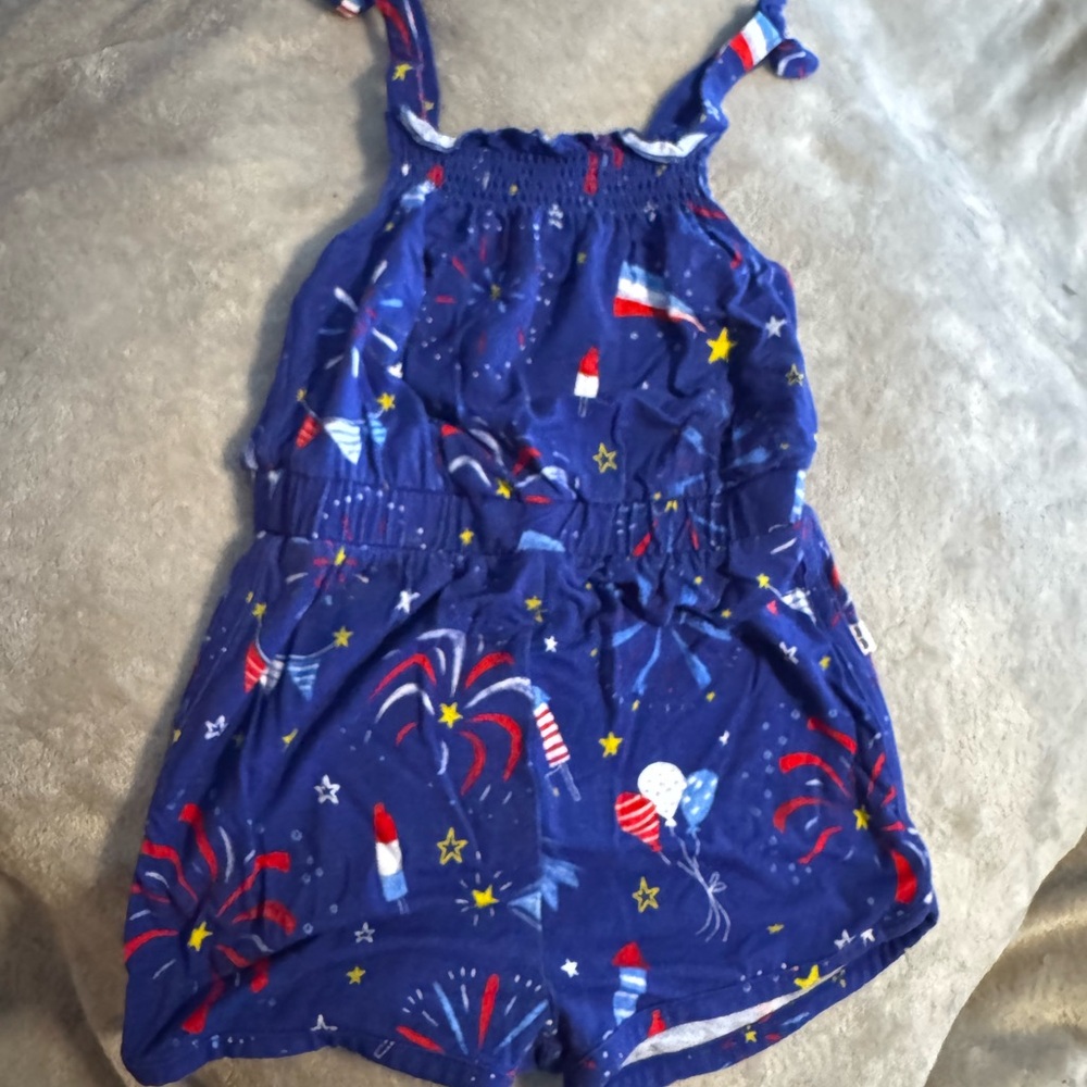 Blue Rocket Pop and Fireworks Romper